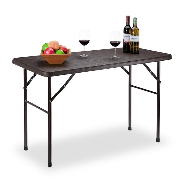 relaxdays Eckiger Gartentisch in Holz-Optik 120 x 60 cm