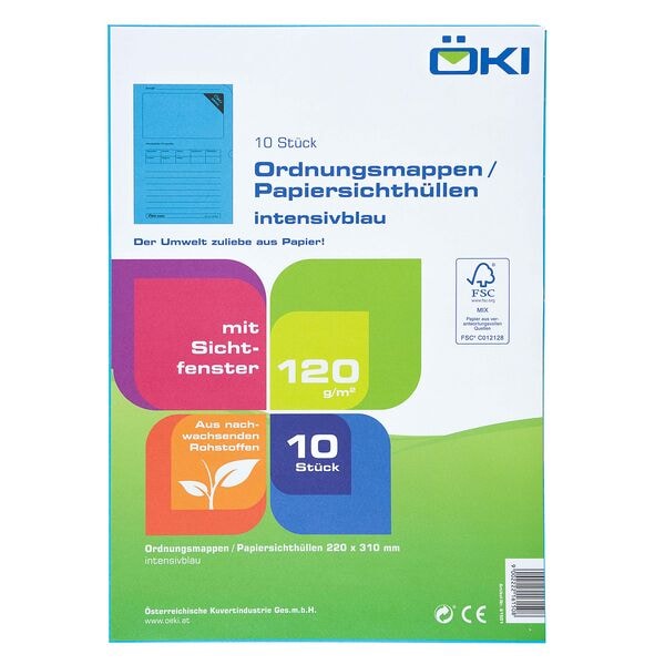 ÖKI Sichthüllen »Ordo« A4 Papier 100 Stück blau, 22x31 cm Image