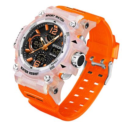 Fashion SANDA New 6276 Student Electronic Watch Alarm Clock Multifunctional Dual Display Waterproof LED Men's Electronic Watch