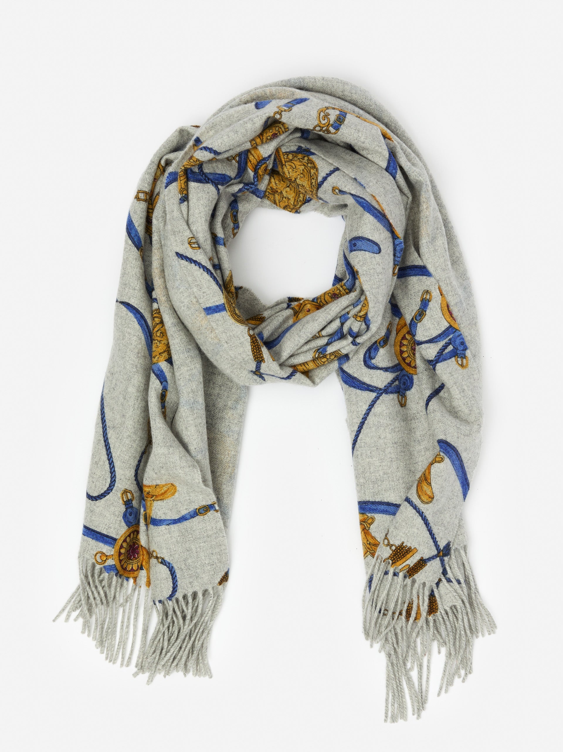 J.McLaughlin Women's Jaipur Cashmere Scarf in Neo Scylla Heather Gray/Royal Blue