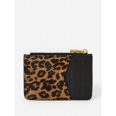 J.McLaughlin Women's Libi Pony Hair Card Case in Leopard Brown | Leather