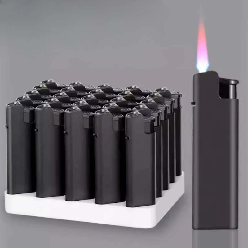 Neues winddichtes rotes Flammenfeuerzeug, aufblasbares Metall, ultradünn, schwarz, matt, Fabrikgroßhandel, Raucherzubehör, Zigarettenanzünder Image