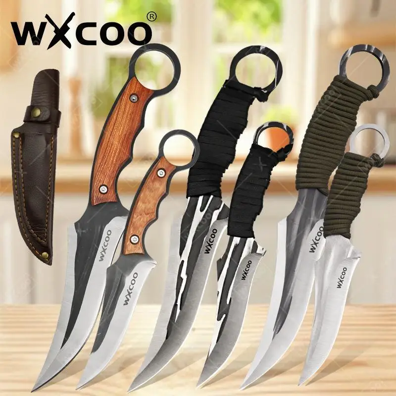 WXCOO Metzger Ausbeinmesser Edelstahl Fleisch Fisch Obst Gemüse Schneiden Küche Kochmesser mit Abdeckung Hackmesser Image