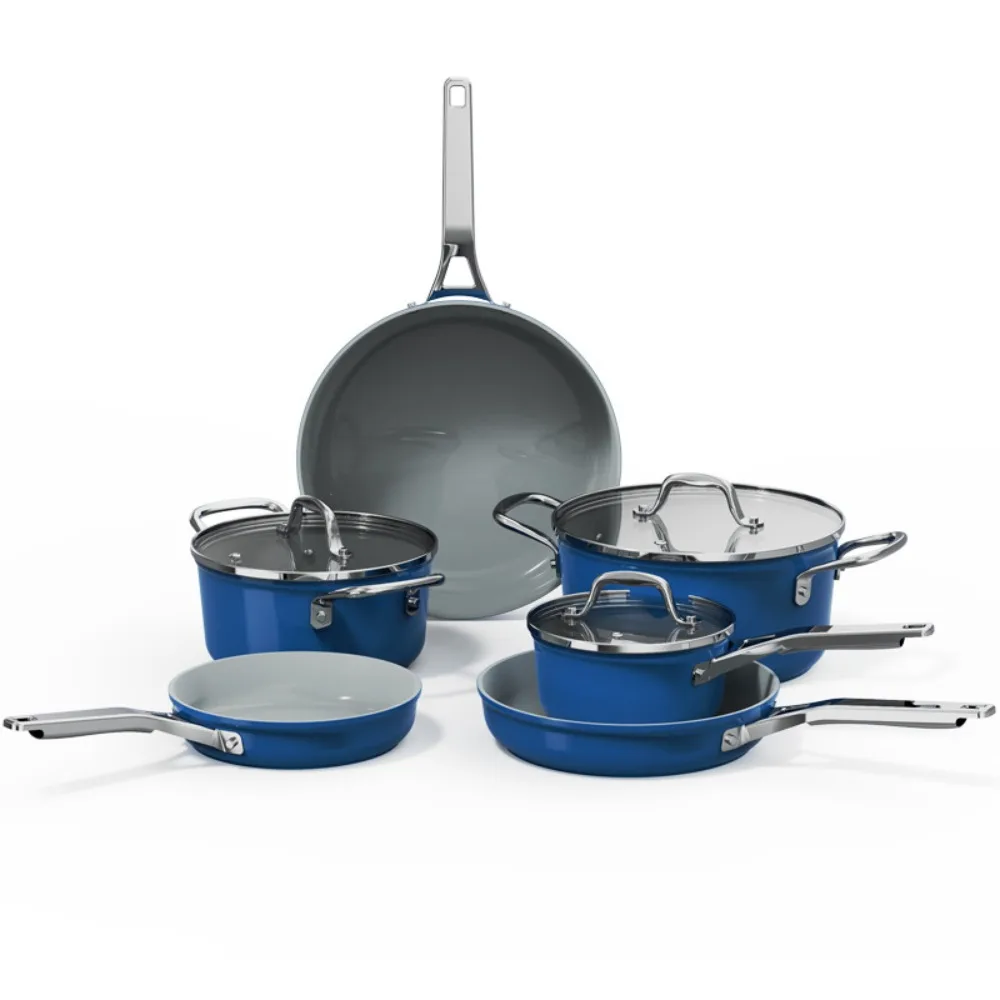 6-teiliges Kochgeschirr-Set, antihaftbeschichtetes Topfset mit Glasdeckel, geeignet zum Kochen in der Küche, hohe Qualität, kompatibel mit allen Öfen Image