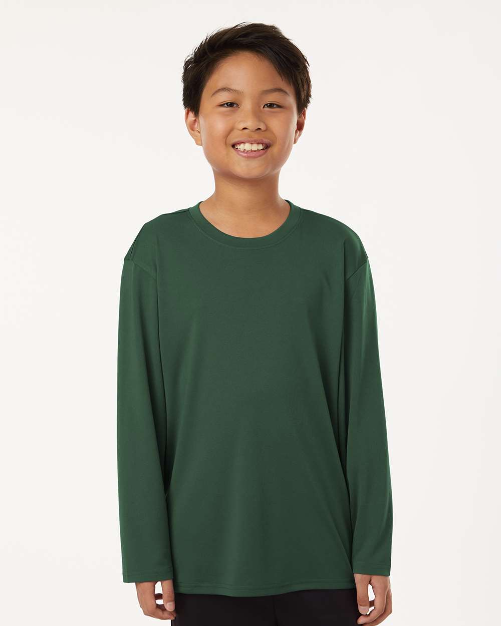 AllPro 48400Y Youth Pro-Lock Performance Long Sleeve T-Shirt in Forest Green size Medium | Polyester