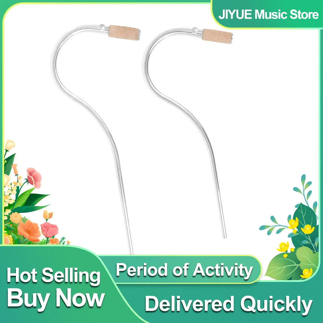 2-teiliges Fagott-Blasrohr mit gebogenem Hals, versilbert, langes und kurzes gebogenes Halsrohr, Zubehör für Holzblasinstrumente Image