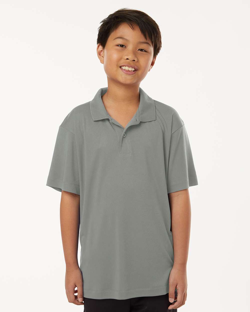 AllPro 41800Y Youth Pro-Lock Performance Polo Shirt in Greystone size Small | Polyester