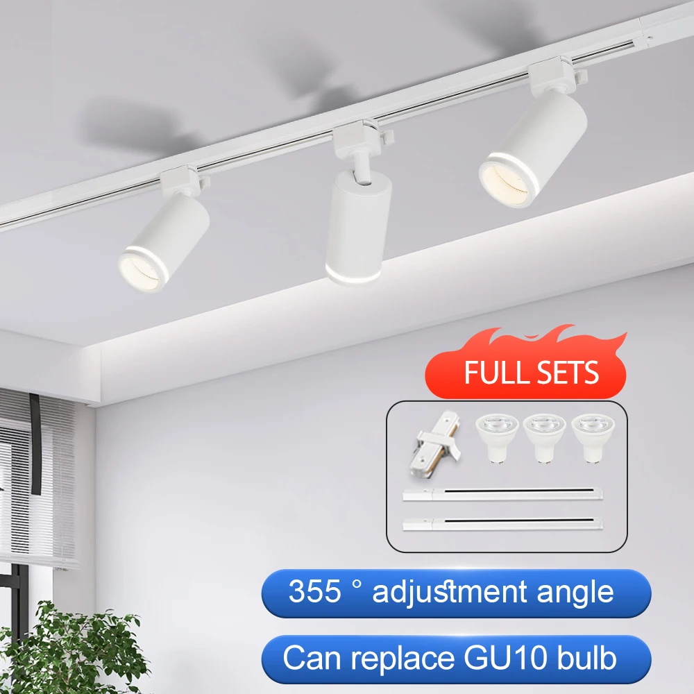 Led-schienenlicht GU10 Scheinwerfer 110V 220V Schienenanhänger Innen für Wohnkultur Küche Schlafzimmer Deckenleuchte Leuchte Schienenbeleuchtung
