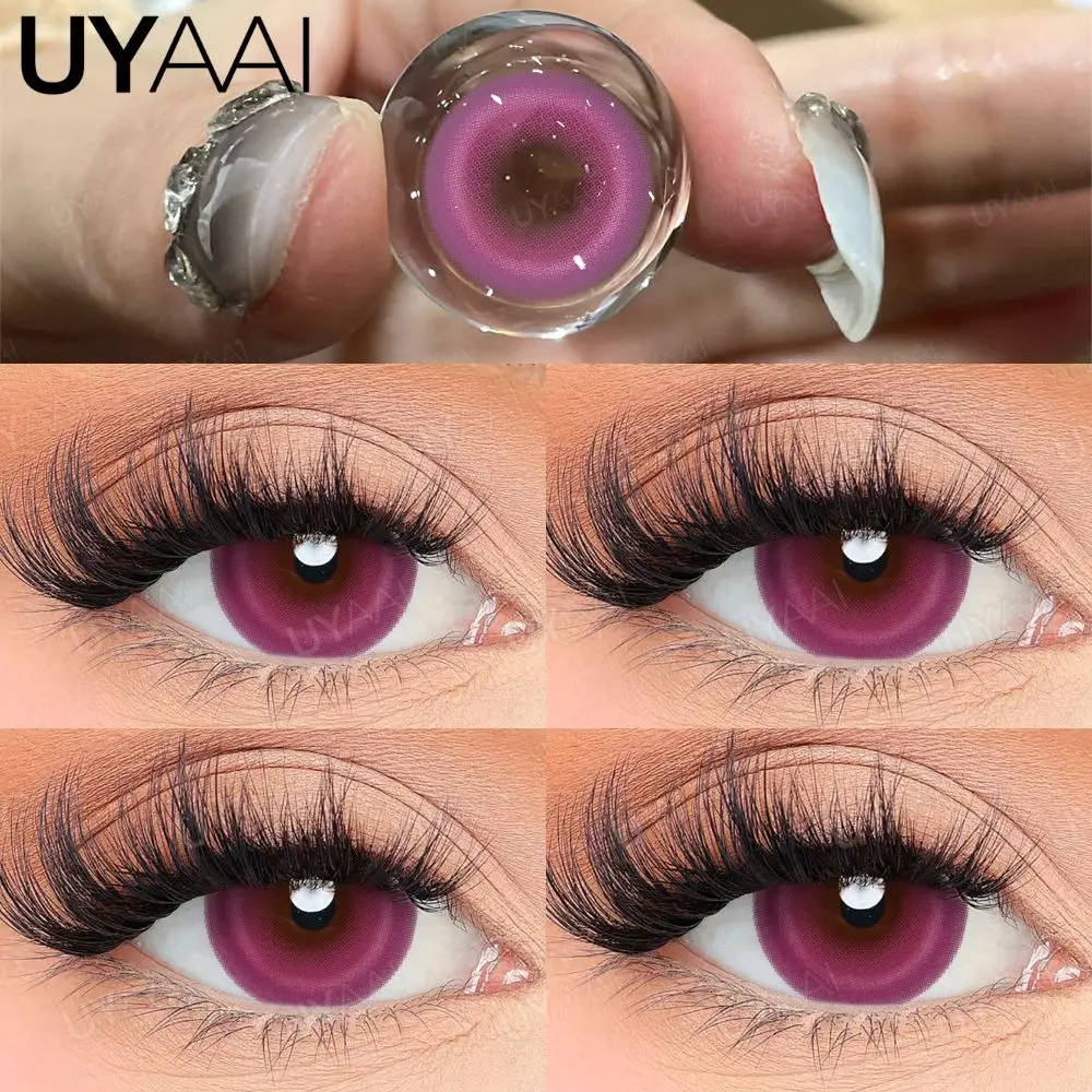 UYAAI Kontaktlinsen-Make-up, rote Linse, Cosplay, farbige Schüler, Kosmetik, natürliche schwarze Linse, Frau, rosa Schüler, Farbkontakte, blaue Linse Image