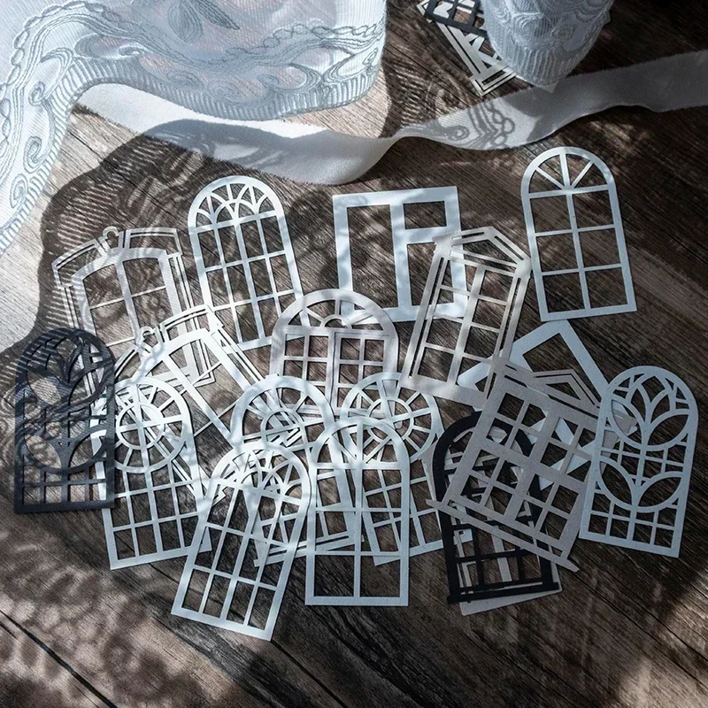 20 Stücke Materialien Hohl Trägerpapier Prägung Handgemachte Rahmen Schwarz Film Dekorative Scrapbooking Weiß Journaling 165*95 MM Image
