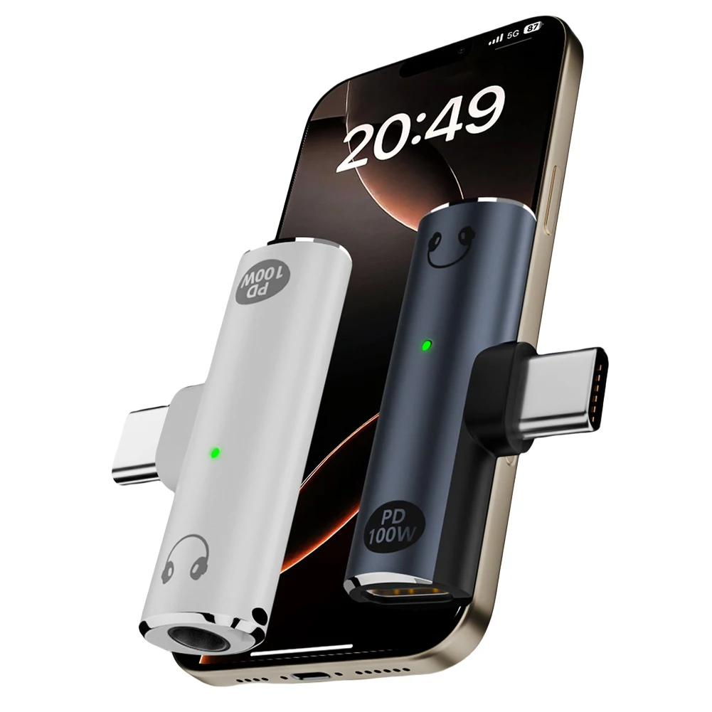 2-in-1 USB Typ C auf 3,5 mm Kopfhörer- und Ladegerät-Adapter PD 100 W Audio-Aux-Adapter USB-C-Splitter für Xiaomi Huawei iPhone 15 16 Image