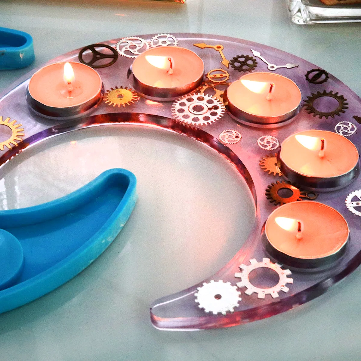 Mond Form Kerzenhalter Silikon Form für Diy Handgemachte Kristall Epoxy Harz Mond Wein Glas Tablett Form Hause Dekoration Neueste Image