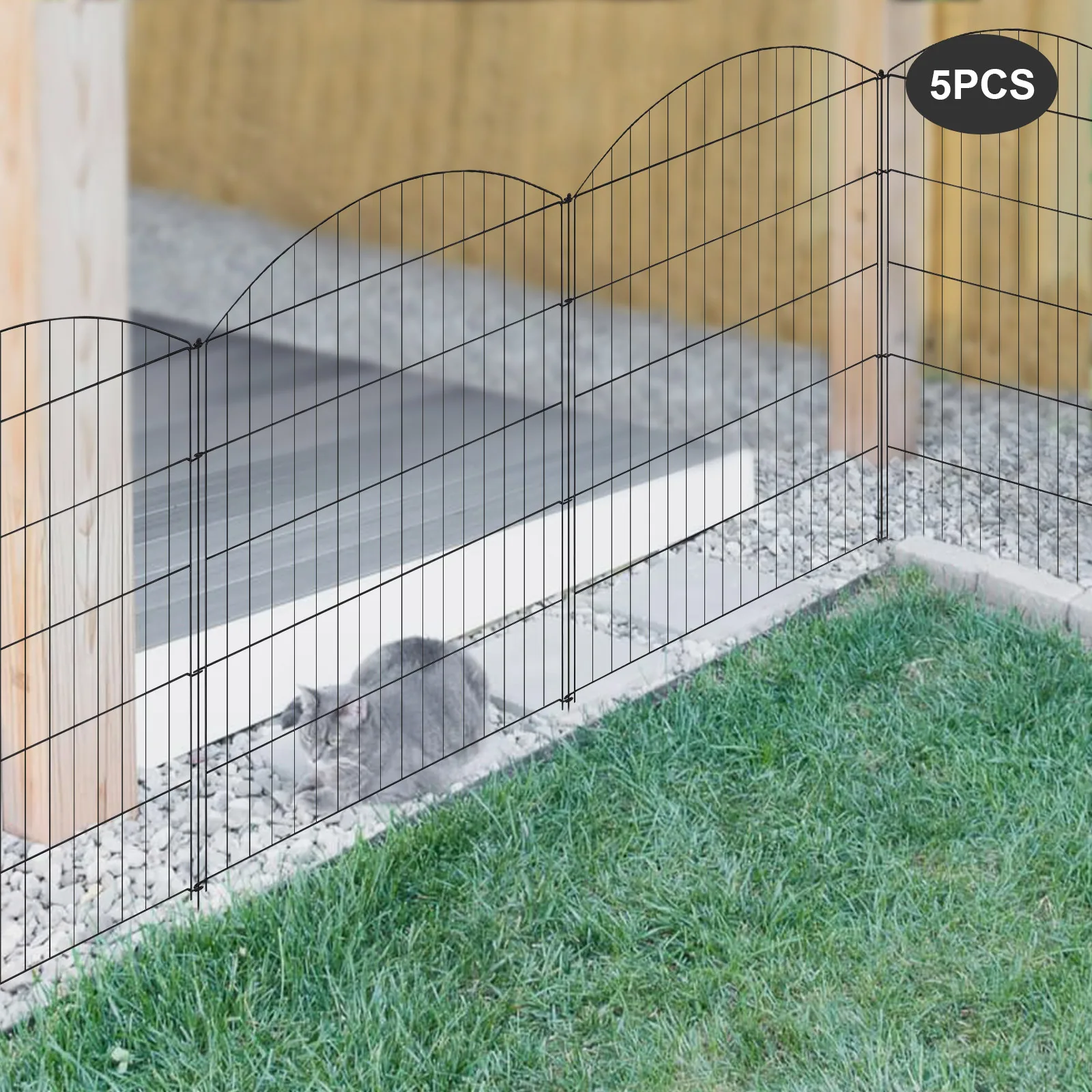 Clôture de jardin sans creuser, 5 pièces, barrière de jardin pour chiens et poulets, pour jardins, cours, parcs, piscines