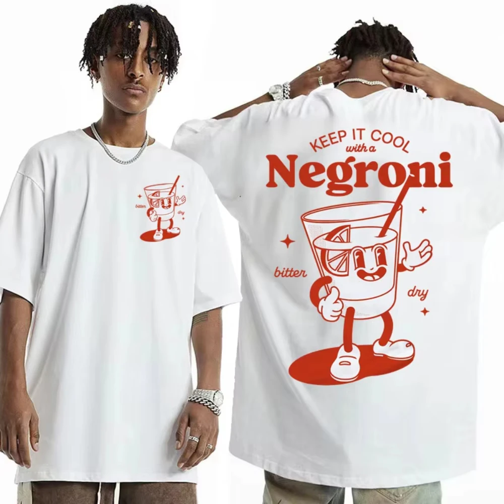 Negroni Retro Inspiriert Rot Meme T-shirts Harajuku Cartoon Coole Grafik T Shirts männer Frauen Übergroßen Baumwolle T Shirt Streetwear