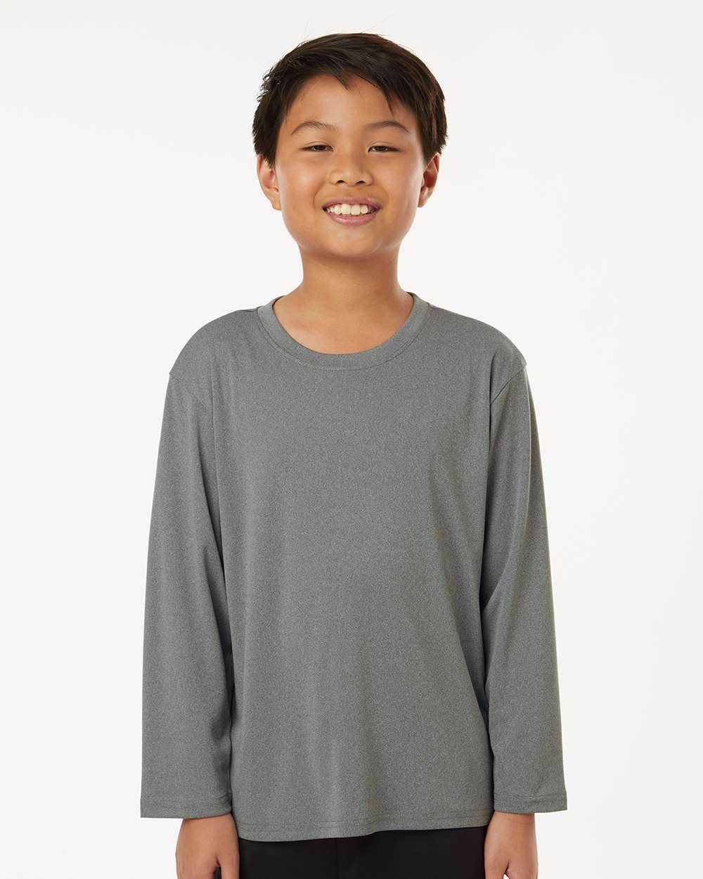 AllPro 48400Y Youth Pro-Lock Performance Long Sleeve T-Shirt in Heather Granite size XL | Polyester