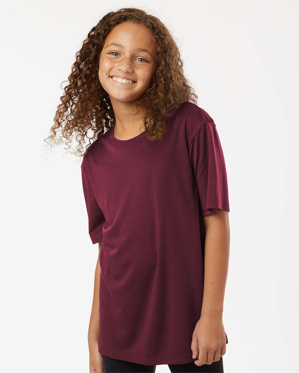 AllPro 48000Y Youth Pro-Lock Performance T-Shirt in Maroon size Large | Polyester