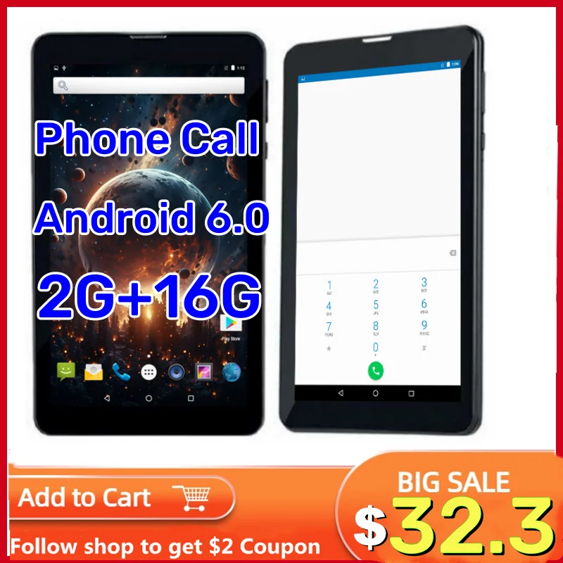 7 Zoll 2 GB RAM 16 GB ROM LF705 3G Telefonanruf Android 6.0 Tablet PC MTK8735 Quad-Core 2 x SIM-Karte 1024 x 600 Pixel Image