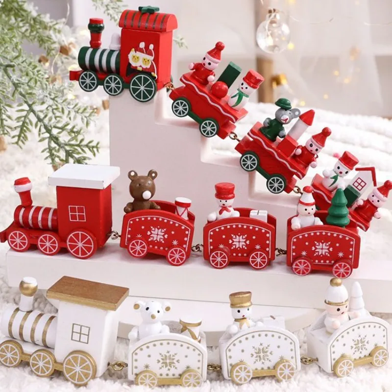 Weihnachten Mini Zug Dekoration Weihnachtsmann Urlaub Festliche Tisch Ornament Backen Dekoration Szene Prop Kinder Geschenk Home Display Image