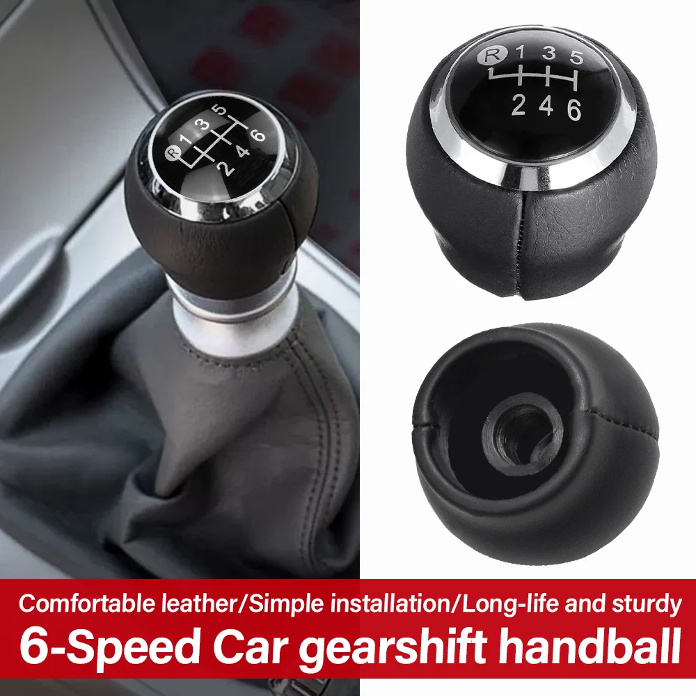 Der 6-Gang-Auto-Schalthebelkopf aus schwarzem Leder ist für die 6-Gang-Schalthebelkopf von Toyota geeignet. Hochwertiger Schalthebelkopf Image