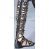 Gold Runde Nieten Dekor Hohl Sandale Stiefel Runway Stil Zurück Zipper Flache mit Mode Sexy 2025, Frauen Schuhe Sommer Para Mujere
