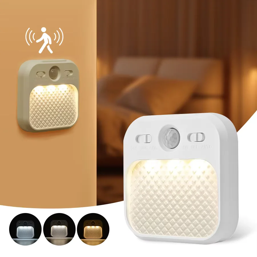 4er-Pack LED-Nachtlicht mit Bewegungsmelder, wiederaufladbare Schrankleuchte für Schlafzimmer, Treppen, Flur, Küche, Schrankbeleuchtung, Garderobenlampe