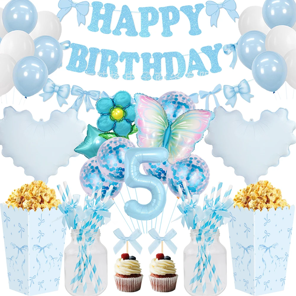 Blue Bow Birthday Party Decor Girl