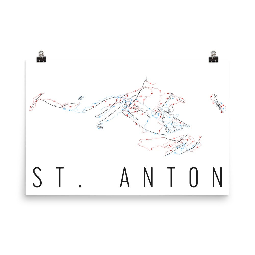 Mappa artistica della stazione sciistica di St. Anton: mappa dei sentieri dell'Austria