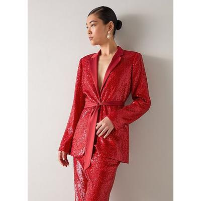 Shimmer Sequin Red Belted Jacket Salsa Red, Salsa Red