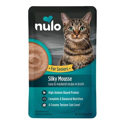 Nulo Silky Mousse Tuna & Mackerel Recipe in Broth Nutrition for Senior Cats, 2.8 oz., Case of 12