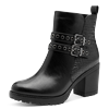 Stiefelette MARCO TOZZI, Damen, Gr. 36, schwarz, Lederimitat, unifarben, Reptilienprägung, modisch, Schuhe, Blockabsatz, Ankleboots mit Zierschnallen und Ösen