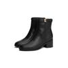 Stiefelette TOMMY HILFIGER "TH BUCKLE RIDING MID HEEL BOOTIE", Damen, Gr. 39, schwarz, Leder, klassisch, Schuhe, Blockabsatz, Businesschuh in schmaler Form