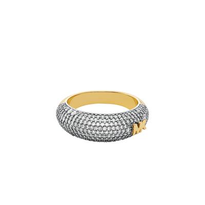 Fingerring MICHAEL KORS "Schmuck Geschenk Metall Ring PREMIUM" Gr. 18, gold (gelbgoldfarben, kristallweiß), Fingerringe, Damen, 18,mit Zirkonia, Metall, 3mm, wahlweise mit oder ohne Zirkonia Image