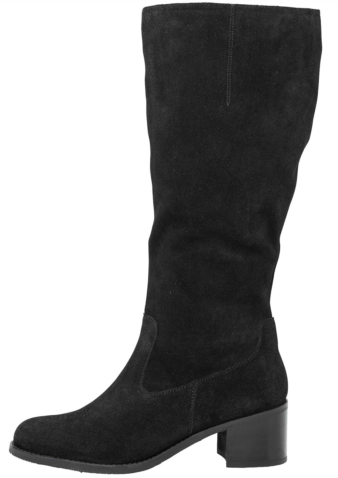 Weitschaftstiefel SHEEGO, Damen, Gr. 38, XL-Schaft, schwarz, Leder, Veloursleder, Schuhe Weitschaftstiefel