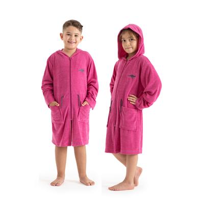 Kinderbademantel KANGAROOS "Kira, Ideal für Zuhause, Schwimmbad oder im Urlaub" Gr. 152, pink (pink, grau), 152, Leichtfrottier, Hausmäntel, modernen, sportliches Design, leuchtenden Akzenten Image
