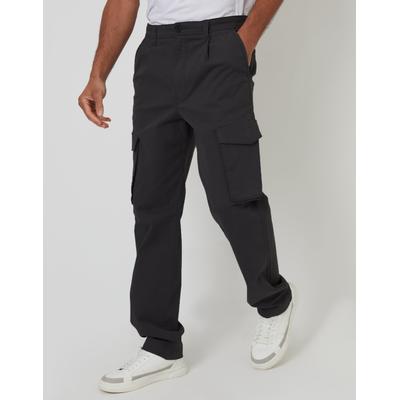 Black Relaxed Fit Stretch Cargo Chino Trousers