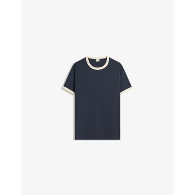 Bershka Ribbed Short Sleeve T-Shirt Men M Navy