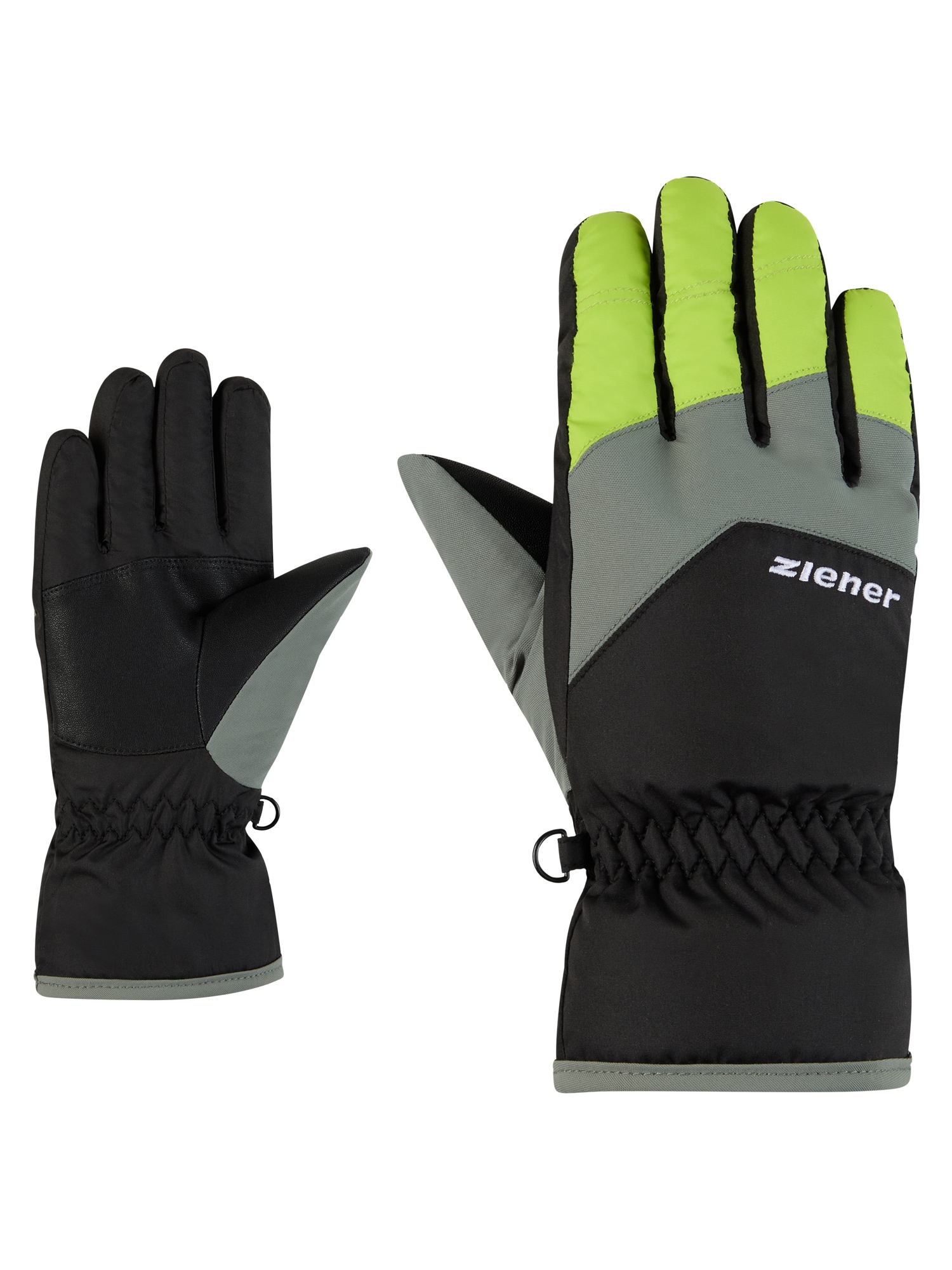 Skihandschuhe ZIENER "LANDO-Z glove junior", Kinder, Gr. 3,5, grün (schwarz.lime grün), Obermaterial: 100% Polyester; Innenhand: 100% Polyester; Futter: 100% Polyester; Wattierung: 100% Polyester, Handschuhe Image