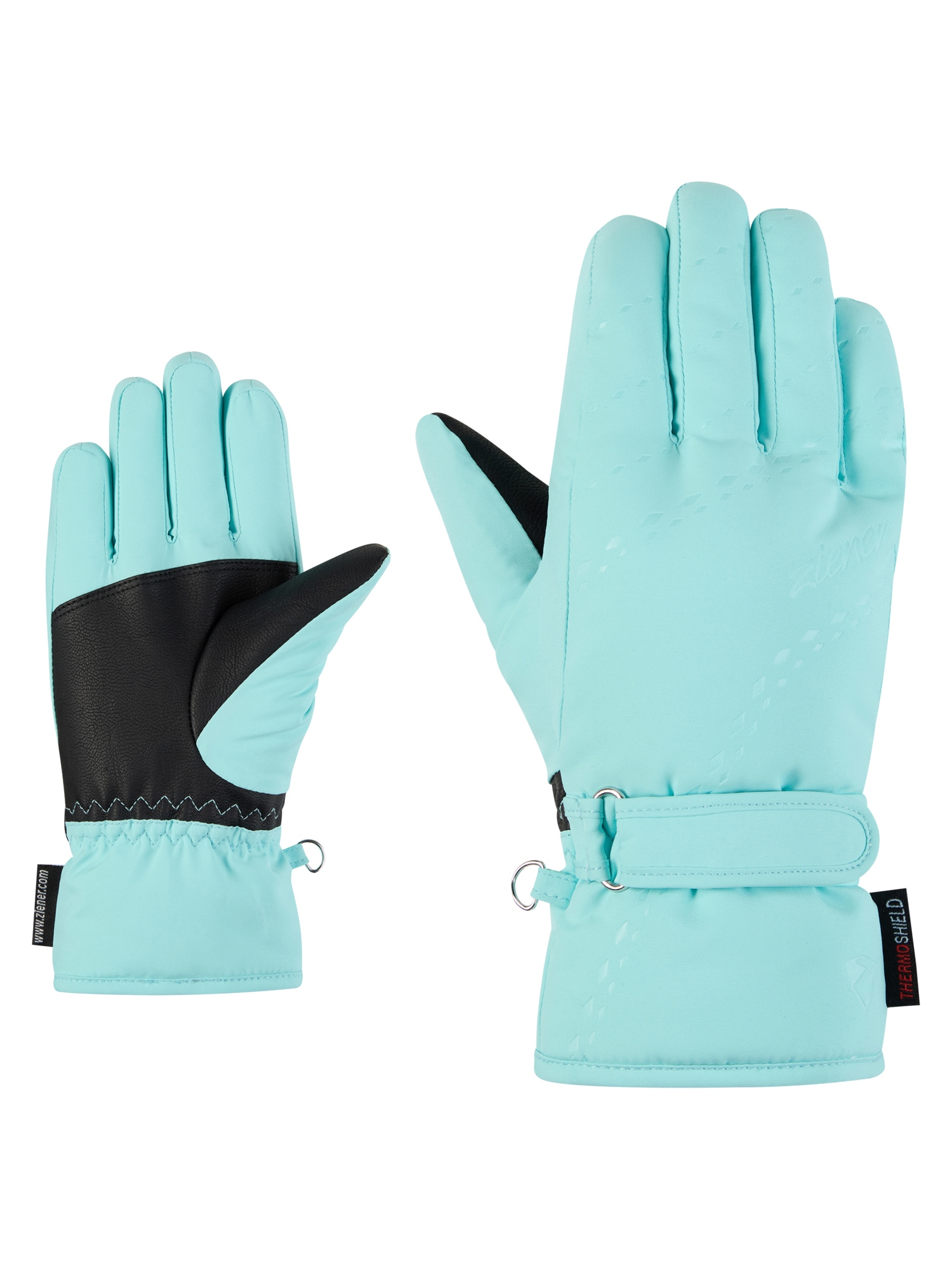 Skihandschuhe ZIENER "LAMONIA-Z PR glove junior", Kinder, Gr. 7, radiant lagoon, Obermaterial: 100% Polyester; Innenhand: 100% Polyester; Futter: 100% Polyester; Wattierung: 100% Polyester (recycelt), Handschuhe Image