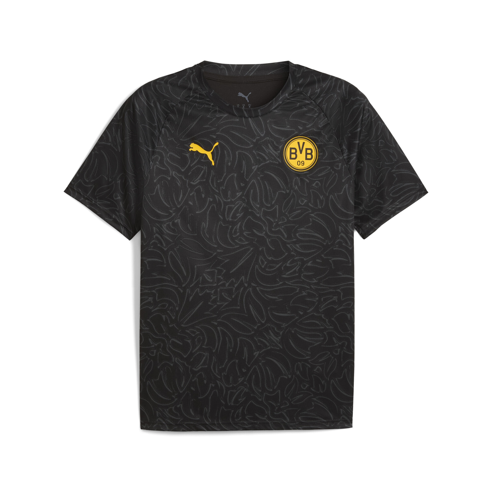 Trainingsshirt PUMA "Borussia Dortmund Aufwärmtrikot Herren", Herren, Gr. L, schwarz gelb sizzle, Obermaterial: 100% Polyester, bedruckt, slim fit, Rundhals, Shirts