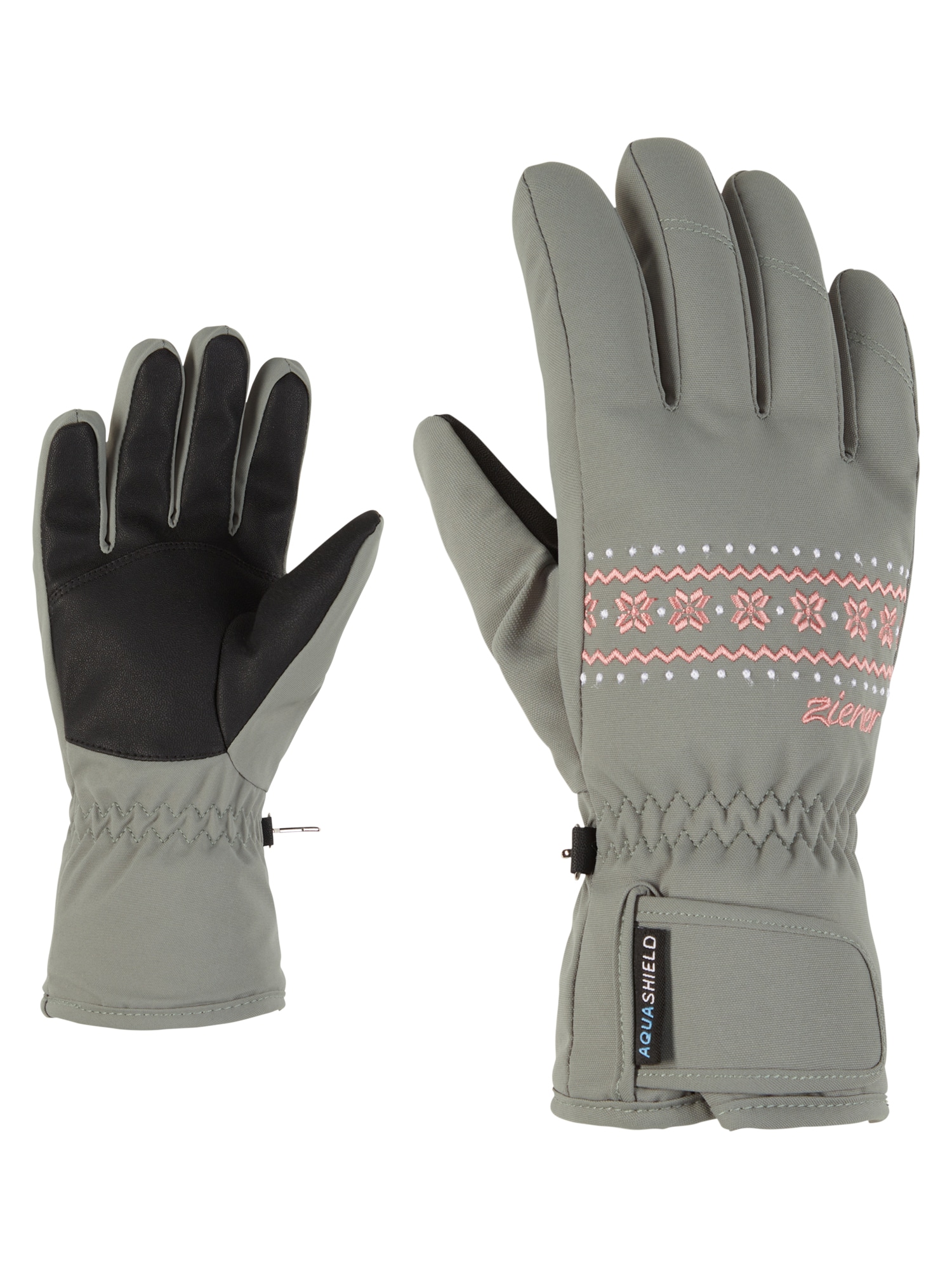 Skihandschuhe ZIENER "LAILLA-Z AS glove girls", Kinder, Gr. 3, grün (grün mud), Obermaterial: 100% Polyester; Innenhand: 100% Polyester; Futter: 100% Polyester; Wattierung: 100% Polyester, Handschuhe Image