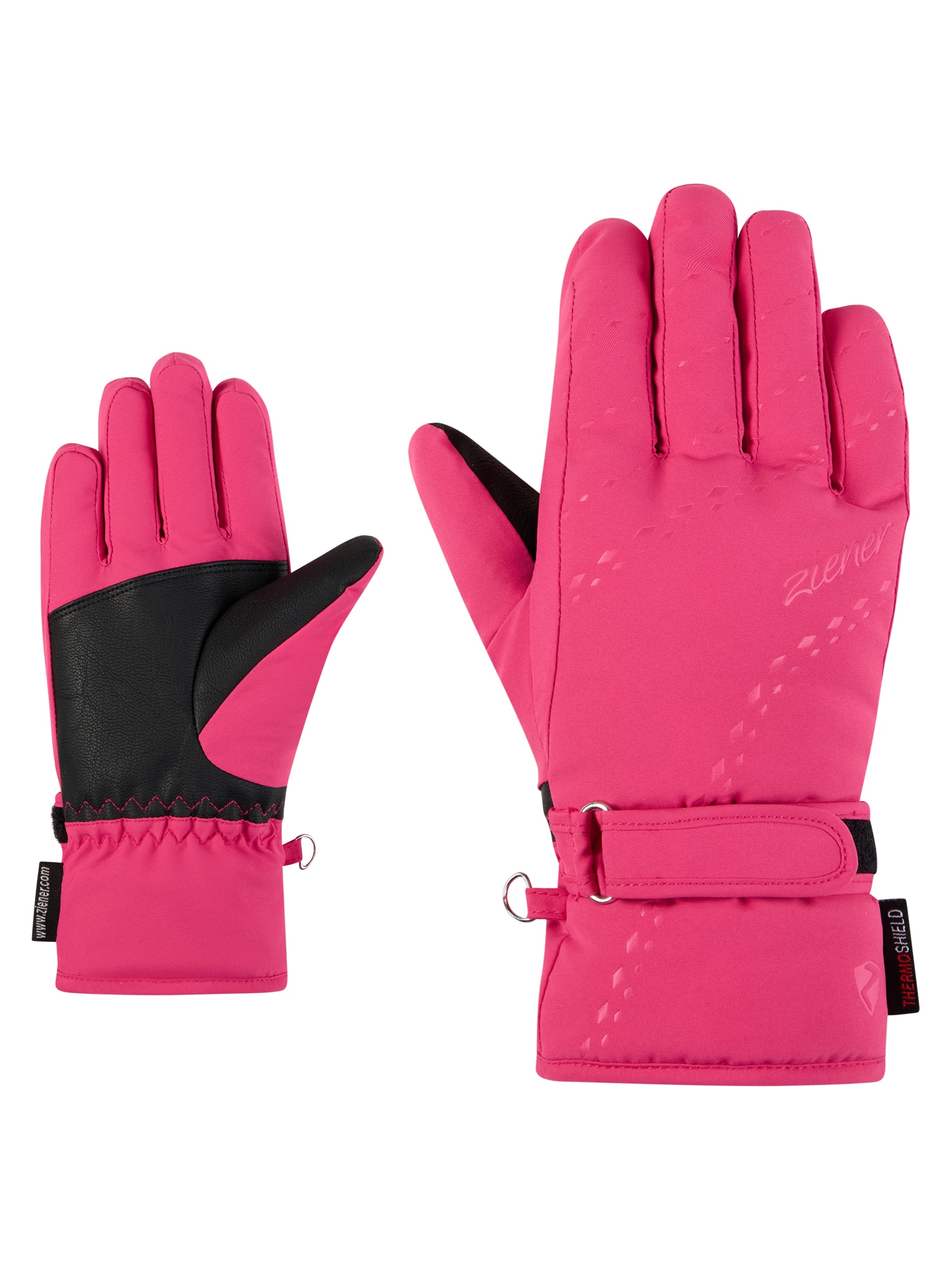 Skihandschuhe ZIENER "LAMONIA-Z PR glove junior", Kinder, Gr. 7, rosa (pop pink), Obermaterial: 100% Polyester; Innenhand: 100% Polyester; Futter: 100% Polyester; Wattierung: 100% Polyester (recycelt), Handschuhe Image