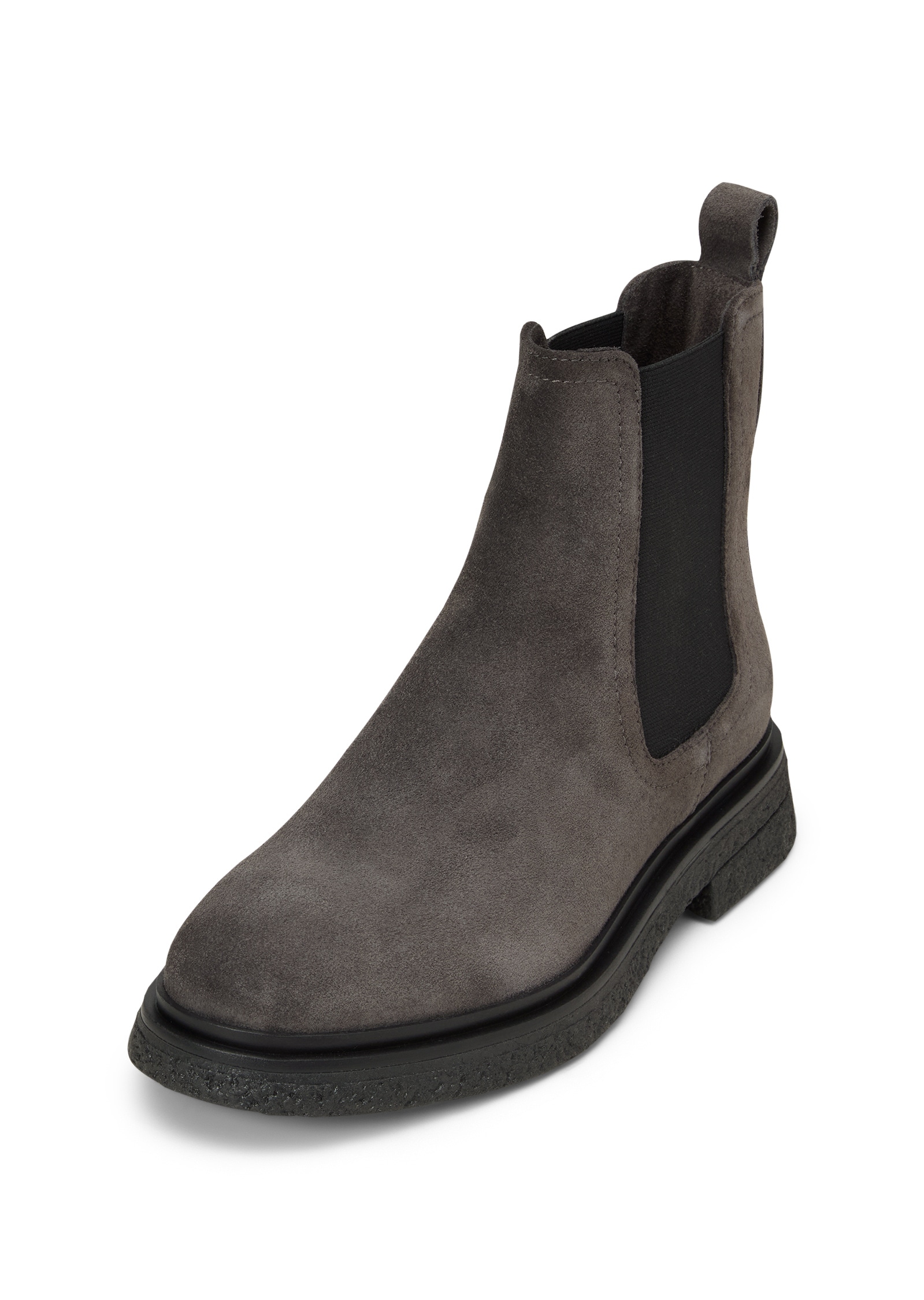 Chelseaboots MARC O'POLO "aus weichem Veloursleder", Damen, Gr. 40, grau (schwarz graphite), Obermaterial: 100% Leder (Rind), unifarben, Schuhe Chelseaboots