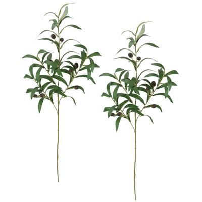 Kunstpflanze I.GE.A. "Olivenzweig 2er Set", grün, B:20cm H:77cm L:18cm, Polyester, Kunstpflanzen, Mit schwarzen Oliven 77cm mediterrane Zweige Dekozweig Olivenblätter Image