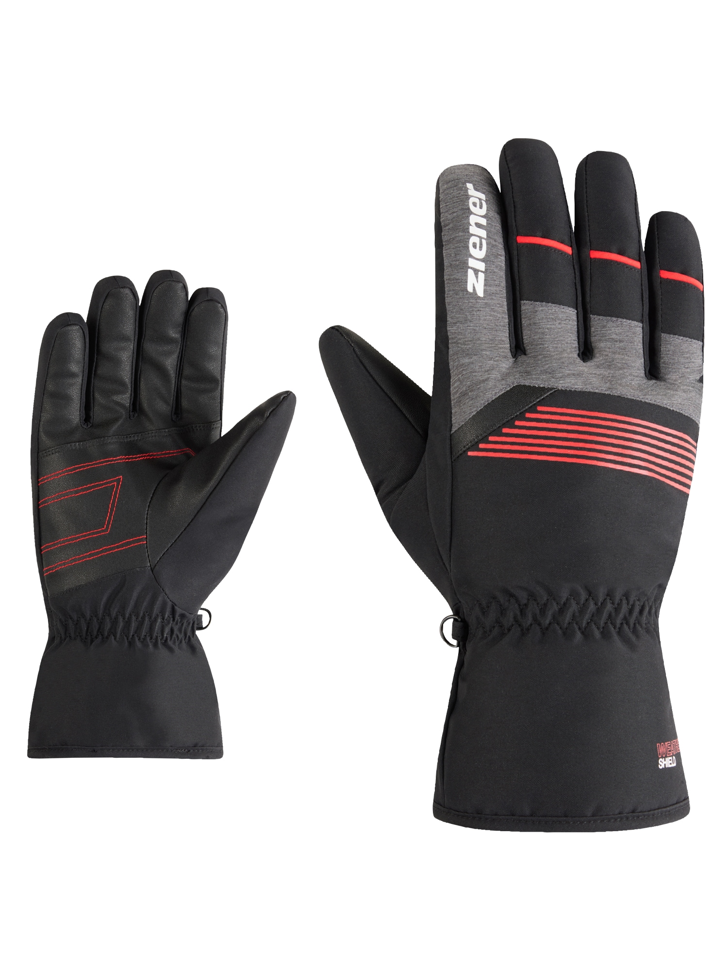 Skihandschuhe ZIENER "GEVIN-Z glove man", Herren, Gr. 9.5, schwarz. rot, Obermaterial: 100% Polyester; Innenhand: 100% Polyester; Futter: 100% Polyester; Wattierung: 100% Polyester, Handschuhe Image