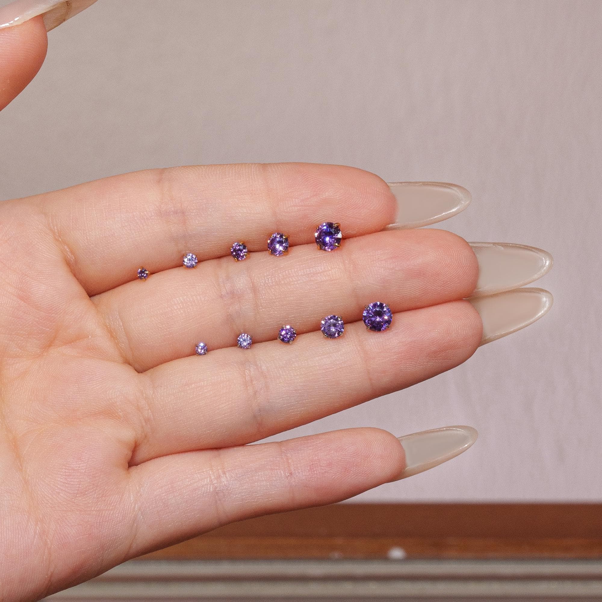 Boucles d'oreilles en zircone couleur violet titane Boucles d'oreilles dos plat Boucle d'oreille hélice * Boucle d'oreille tragus * Boucle d'oreille c