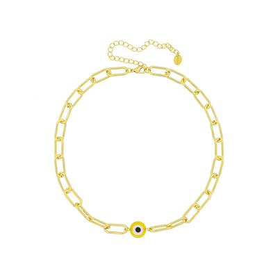 Fashionbox Kette Messing vergoldet mittig Auge gelb Image