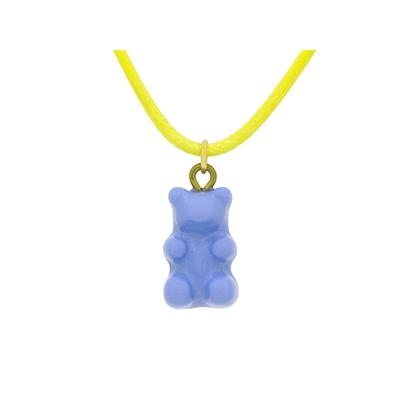 Fashionbox Textilband Messing Textilband gelb mit Anhänger Teddy hellblau Image