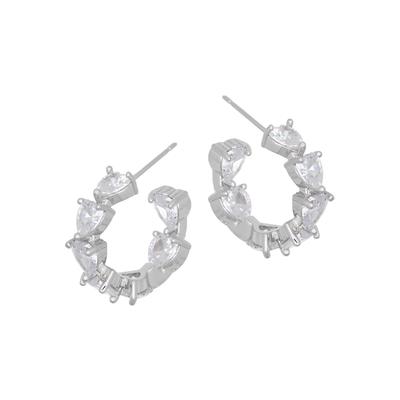 Fashionbox Steckcreolen rhodiniert mit Zirkonia weiss in Herzform 20mm Image