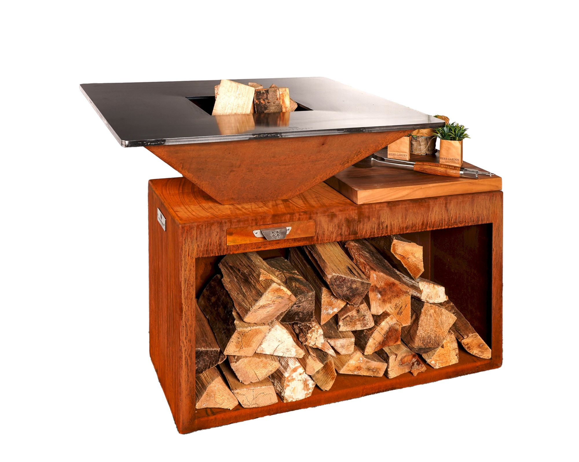 BlackForestSteel »FyrR Island Storage Corten« Plancha Grill 85x85 cm Image