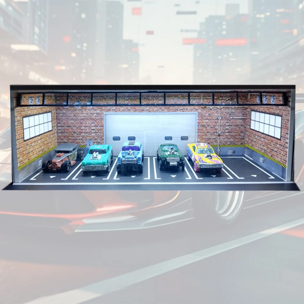Maßstab 1:64 Automodell Vitrine USB LED Parkplatz Auto Garage Diorama Beleuchtung für Automodelle Sammler